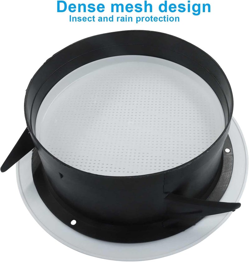 Rierdge 6 Inch Soffit Vents, White ABS Exterior Round Exhaust Vent with Built-in Fly Screen Mesh for Home, Office and Bathroom Ventilation - Image 4